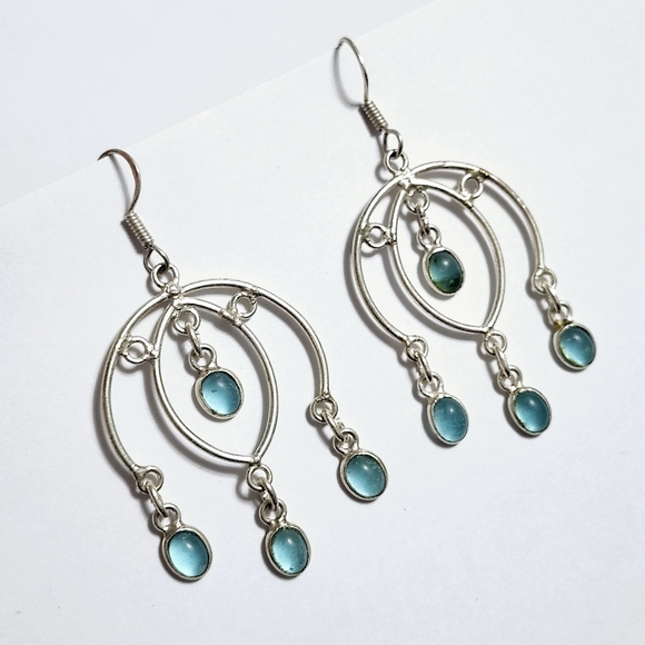 Quartz silver earrings 2.5" - Picture 4 of 6